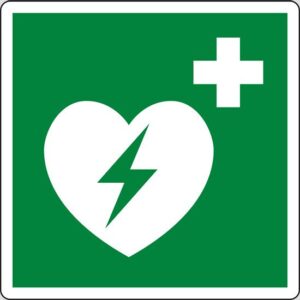 cartello defibrillatore in metallo cm 20 x 20